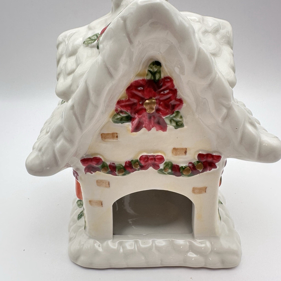 Porcelain Cottage Tea light Holder- Treasured Times Holiday Collection - Picture 2 of 7